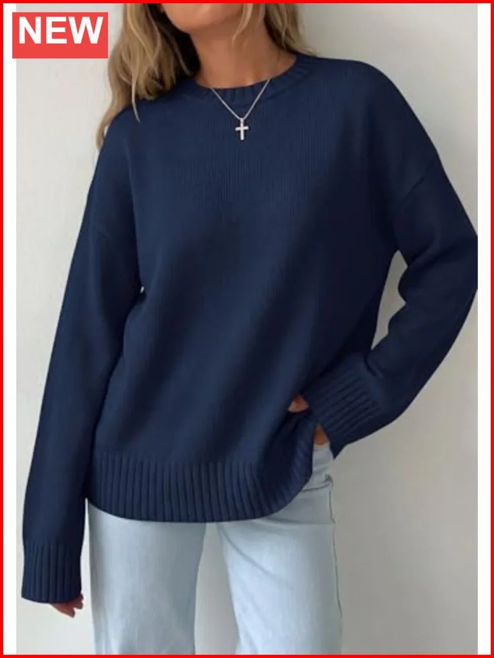 Oversized Crewneck Long Sleeve Pullover Sweater